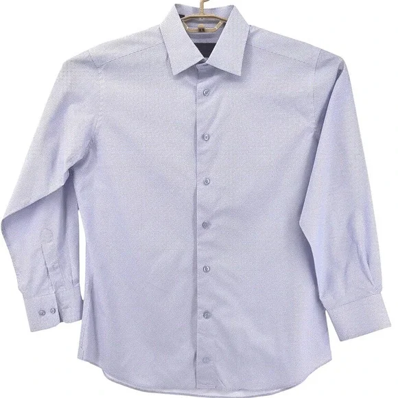 David Donahue Men's Dress Shirt Blue Geometric Pattern 16.5 32/33 100% Cotton - Picture 2 of 12